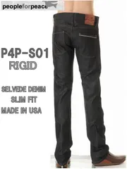 PEOPLE FOR PEACE JEANS ピープルフォアピース P4P-S01 018 INDIGO RIGID MADE IN USA 12oz ストレッチジーンズ赤耳セルビッチジーンズ スリムフィットストレート SLIM FIT STRAIGHT 新品