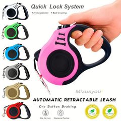 5m 伸縮式ペットリード、自動ブレーキドッグカラー、耐久性ナイロン、ワンボタンロック、手洗いのみ、犬と猫用 ban557