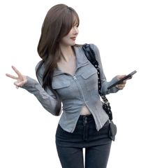 [ＷＡＮＳＨＩＸ] トップス レディース 長袖 スリム 上着 セーター ダブルジップ カーディガン ショート アウター 前開き 前ジップ カットソー 無地 着痩せ 春秋服 おしゃれ ギャル