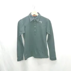 ◇ ⊂ PUMA プーマ バイカラーステッチ 長袖 ポロシャツ サイズM ブラック系 レディース E  【1501230008372】