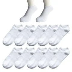 ソックス レディース くるぶし 靴下 ショート 綿混 薄手 春 夏 白 黒 無地 スニーカーソックス 10足セット (ホワイト10足) C77 [ホワイト10足] [23-25]