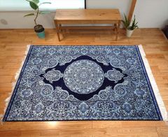 ペルシャ絨毯　ネイアブリシャム　ハイブリッド　カシャン産　リビング　200x135cm