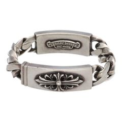 CHROME HEARTS SV925 フローラル クロス レザーバングル8 レア クロムハーツ CHROME HEARTS フローラルクロス プレート