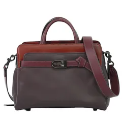 本物 コーチ COACH 2WAY テート キャリーオール 2WAY ショルダーバッグ ハンドバッグ ポシェット レザー ボルドー レッド バッグ 中古 【フォロー割】