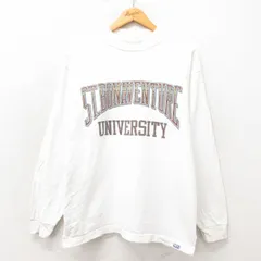 L/古着 長袖 ビンテージ Tシャツ メンズ 90s 大学 コットン モックネック ハイネック 白 ホワイト 25may22 中古