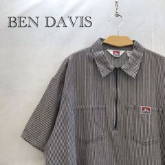 BEN DAVIS ベンデイヴィス 半袖ハーフジップトップス XXL ヒッコリー ストライプ メンズ