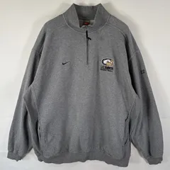 古着 ナイキ NIKE スウェット トレーナー ハーフジップ スウッシュ 大きいサイズ チームロゴ刺繍 XXL  ダークグレー系 メンズ