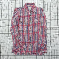 ◇ ⊃ Ungrid アングリッド ストライプ柄 長袖 ストライプシャツ サイズＦ レッド系 メンズ E  【1508200029559】