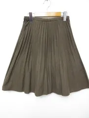 送料無料 a.v.v standard 大人エレガントな フェイクスエード プリーツスカート 膝丈 裾レース刺繍 茶 ■管理番号L20499SSS19-181122-50（4）6/21