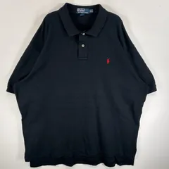古着 90's/90年代 ポロバイラルフローレン Polo by Ralph Lauren 半袖 ポロシャツ ワンポイント ロゴ 刺繍 大きいサイズ 2ボタン XXL  ブラック 無地 メンズ