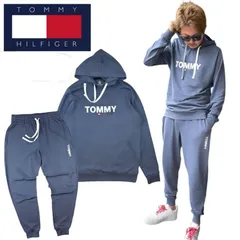 トミーヒルフィガー TOMMY HILFIGER セットアップ パーカー ジョガーパンツ 09T4499 09T4500 ヴィンテージブルー スウェット ルームウェア メンズ メンズサイズ 2点 上下セット 2点セット 新品 正規品 未使用品