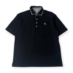 TRUSSARDI GOLF トラサルディ ゴルフ 二重襟風 鹿の子 半袖 ポロシャツ LL/ブラック メンズ