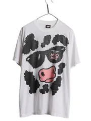 【お得なクーポン配布中!】 90s USA製 企業 ウシ キャラクター イラスト 両面 プリント Tシャツ メンズ XL / 古着 オールド アニマル アート シングルステッチ 大判 白