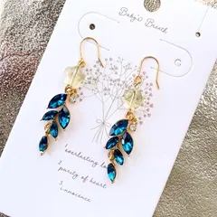 七夕　夜空　天然石レモンクォーツ　ハンドメイド　ピアス・イヤリング