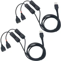 【新着商品】USB スイッチ CESFONJER 1m USB 延長ケーブル 2分岐 二股コード オン/オフスイッチ付き 小さなデスクランプ/ファンのためにフィットし、LEDライトを (2個)