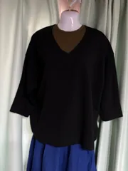 1348.UNIQLO ミラノリブプルオーバー（7分袖）XL☆