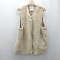 ◇ ⊇ coen コーエン フェイクファー ノースリーブ ベスト サイズL ベージュ系 レディース E  【1506130016564】