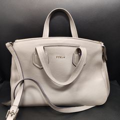 美品★FURLA レディース 2way ハンドバッグ グレー系 ショルダーバッグ フルラ