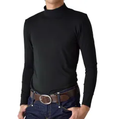 長袖Tシャツ 《ハイネックネック：ブラック》 新品 未使用 暖 裏起毛インナー ロンT サスティナブル RENU ストレッチ 暖か【C3P】【メール便2】 ファッション