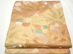 平和屋着物▼スリーシーズン　春夏秋　六通柄袋帯　鴛鴦花文　金糸　正絹　逸品　CAAY2580hy