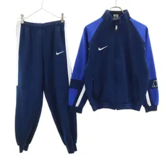 NIKE ナイキ 90s 00s 日本製 白タグ オールド トラックジャケット 上下 セットアップ L 14-16 ブルー ジャージ キッズ 古着