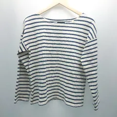 ◇ Le minor ルミノア ボーダー柄 ボートネック マリン系 長袖 カットソー サイズ38 ホワイト/ネイビー レディース E 【1307040080566】