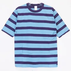 flaph フラフ BORDER TEE ボーダー Tシャツ パープル ライトブルー ショートスリーブ カットソー 半素で T-SHIRT サイズ73のサムネイル