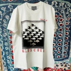 M.C.エッシャー ティーシャツ 半袖 メンズ 新品 幾何学的 絵 芸術 白 ティーシャツ 新品 新品未使用 レトロ 個性的 奇抜  攻め 前衛的 ビンテージリプリント vintage riprint 古着 好き プリントT 男性 衣類 トップス