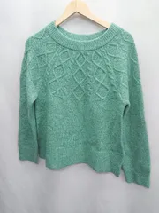 ◇ ⊇ ITS' DEMO イッツデモ ケーブル編み 長袖 ニット セーター サイズF グリーン レディース E  【1410100051359】
