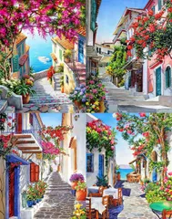 新品 LEADINTOP ダイヤモンドアート 4枚 海辺の風景 ダイヤモンドペインティング モザイクアート 丸いビーズ ビーズアート 人気 子供 大人 初心者 装飾 DIY 手芸 キット 30x40cm