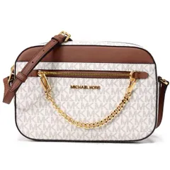 マイケルコース バッグ MICHAEL KORS PVC レザー ジェット セット アイテム モノグラム イースト ウエスト ジップ チェーン クロスボディ 斜めがけ ショルダーバッグ バニラ ホワイト 35S1GTTC9B