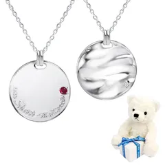 [シアーズ] ネックレス メンズ シルバー925 シルバー テディベア ぬいぐるみセット ダイヤモンド 誕生石 7月 ルビー プレート コインネックレス sv925 ダイヤ 天然石 パールホワイト ベア