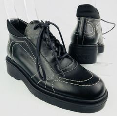 美品★Max Mara・マックスマーラ レディース レザー ステッチデザイン エンボス加工MMロゴ スニーカー （22㎝）
