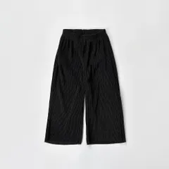 在庫処分中 [ブラック/17号(身長130-140cm/] ワイド プリーツ パンツ 長ズボン ロングパンツ ウエストゴム入り