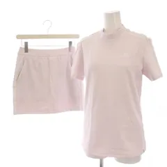 アディダス adidas ゴルフウェア セットアップ 上下 スリーストライプス 半袖モックネックシャツ カットソー インナー付 ストレッチスカート ミニ L M 薄ピンク HA0210 HA0192 /YM