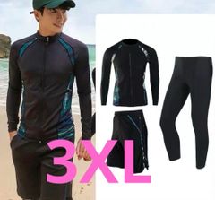 新品　未使用品　水着 メンズ 上下セット ラッシュガード フィットネス水着 フィットネス 長袖 水陸両用 サーフパンツ 3XL