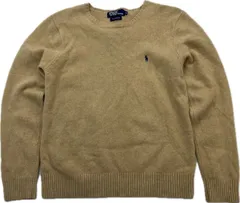 POLO RALPH LAUREN ☆ ポロラルフローレン ウール ニット セーター ベージュ メンズ L 秋冬 綺麗め アメカジ 大人カジュアル 古着■FD276