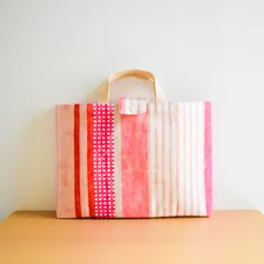 【1点限定価格】　レッスンバッグ ＊ 撥水マルチストライプピンク