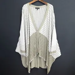#a トリコットシック TRICOT CHIC ロング カーディガン I-46 グレー ベージュ ニット ラメ ストライプ イタリア製 美品 [858106] k01のサムネイル