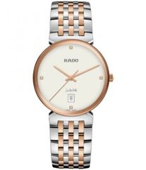 [무료 배송] 라도 여성 시계 액세서리 Unisex Florence Classic Diamonds Quartz Analog White Dial Two-Tone Stainless Steel Bracelet Watch Two T