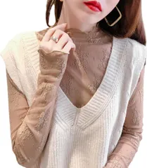 I288 シアー トップス ハイネック レディース シースルー トップス レース