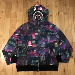 A BATHING APE ベイプ PONRシャーク マルチカモ 希少 BAPE Shark full zip hoodie Purple camo a bathing ape PONR