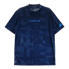 サイズ：0 ADIDAS GOLF アディダスゴルフ 2023年モデル モックネック 半袖Tシャツ 総柄 ネイビー系 [240101354037]# ゴルフウェア メンズ ストスト