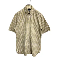TOMMY HILFIGER 半袖 チェックシャツ Mサイズ トミーヒルフィガー ブラウンベージュ 古着卸 アメリカ仕入 t2406-3623
