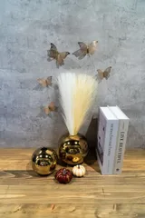フラワーベース 花瓶 オブジェ 陶器 セラミック ゴールド ・丸型 M 金色 メタリック ニュアンス 一輪挿し 撮影小物 韓国 北欧 インテリア モダン