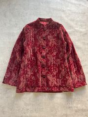 1960年代 ヴィンテージ チャイナジャケット 朱赤サテン 刺繍入り 