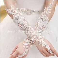 ウェディンググローブ ブライダルグローブ ラインストーン 結婚式 花嫁 レース調 フィンガーレス グローブ 白 ホワイト チュール メッシュ 二次会 パーティー ウェディング ロング チュール プリンセス 前撮り ガーリー レース フェミニン