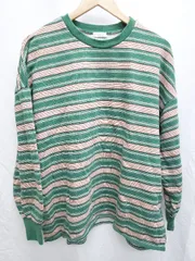 ◇ LOWRYS FARM ローリーズファーム ボーダー 長袖 トレーナー スウェット サイズF グリーン ベージュ レディース メンズ P  【1406240039715】