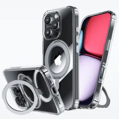 【数量限定】クリア アイフォン16プロ対応（6.3インチ）アジャスタブルスタンド 黄防止 スマホケース 指紋防止 耐衝撃性 米軍MIL規格 ワイヤレス充電対応 カバー （氷星シリーズ）クリア リングマグネット搭載 携帯スマホケース MagSafe対応 ケース