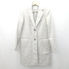◇ ⊇ air des le coeur blanc チェック柄 ロング丈 長袖 コート サイズ38 ライトグレー系 レディース E  【1503310016253】